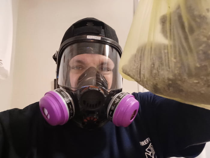 FULL FACE RESPIRATOR TO CLEAN UP CAT SHIT FROM THE LITTERBOX