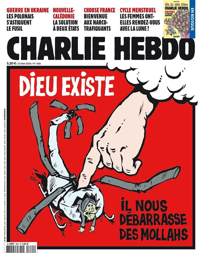 French newspaper Charlie Hebdo mocks death of the Iranian Pr Image