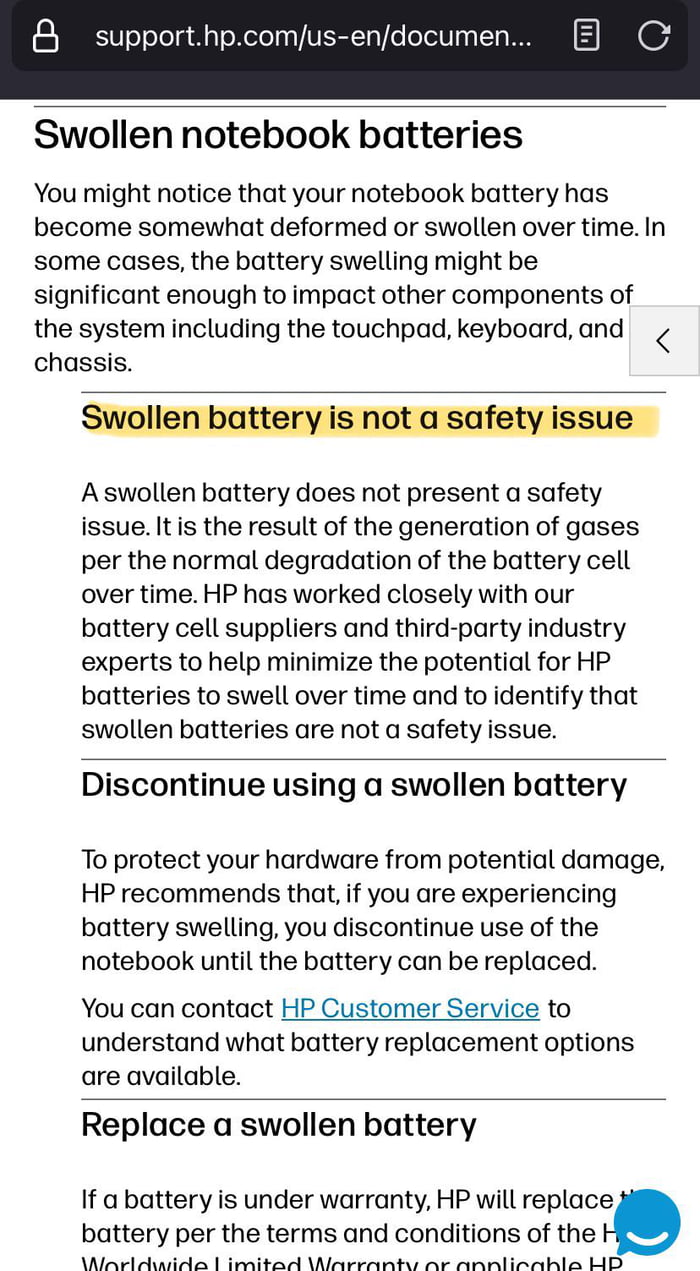 *Battery explodes in a house* Hp: Swollen batteries are safe