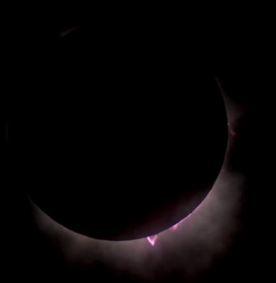 During totality a massive solar prominence became visible to