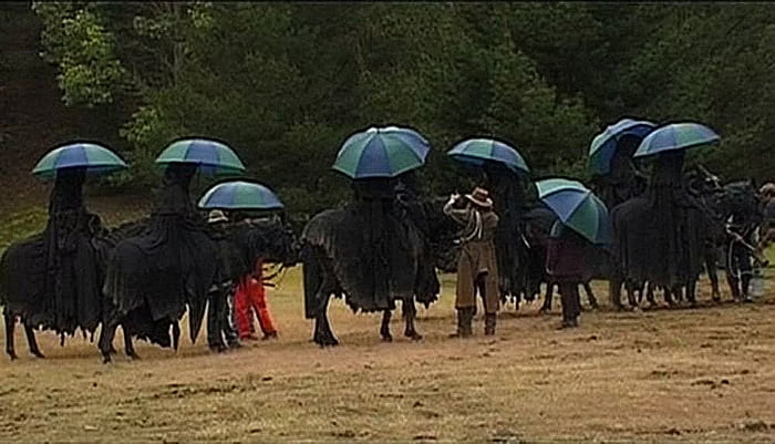 A behind the scenes photo of Nazgul From the fellowship of t