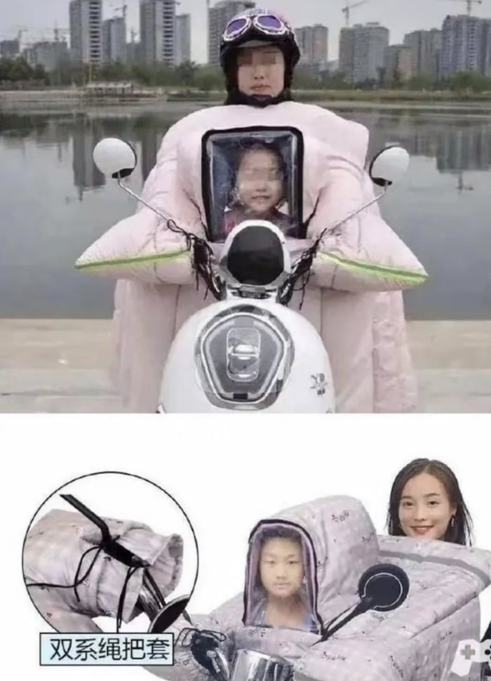 Perfect way to keep you and your kid warm on the scooter.