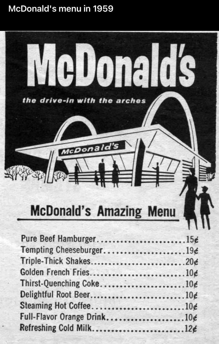 McDonald’s menu from 1959