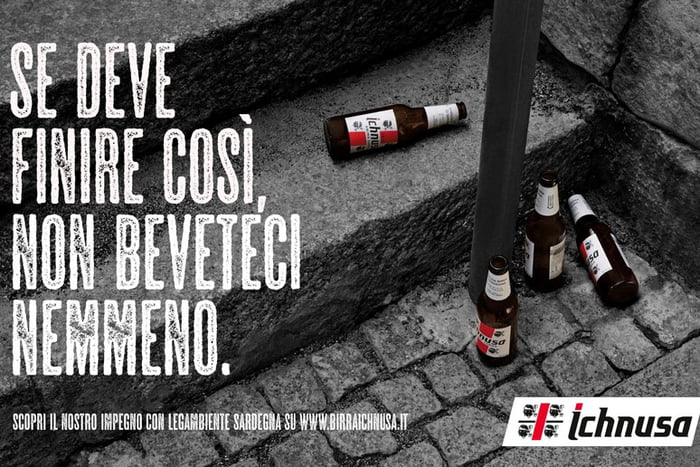 Italian beer ads against littering: "If this the consequence