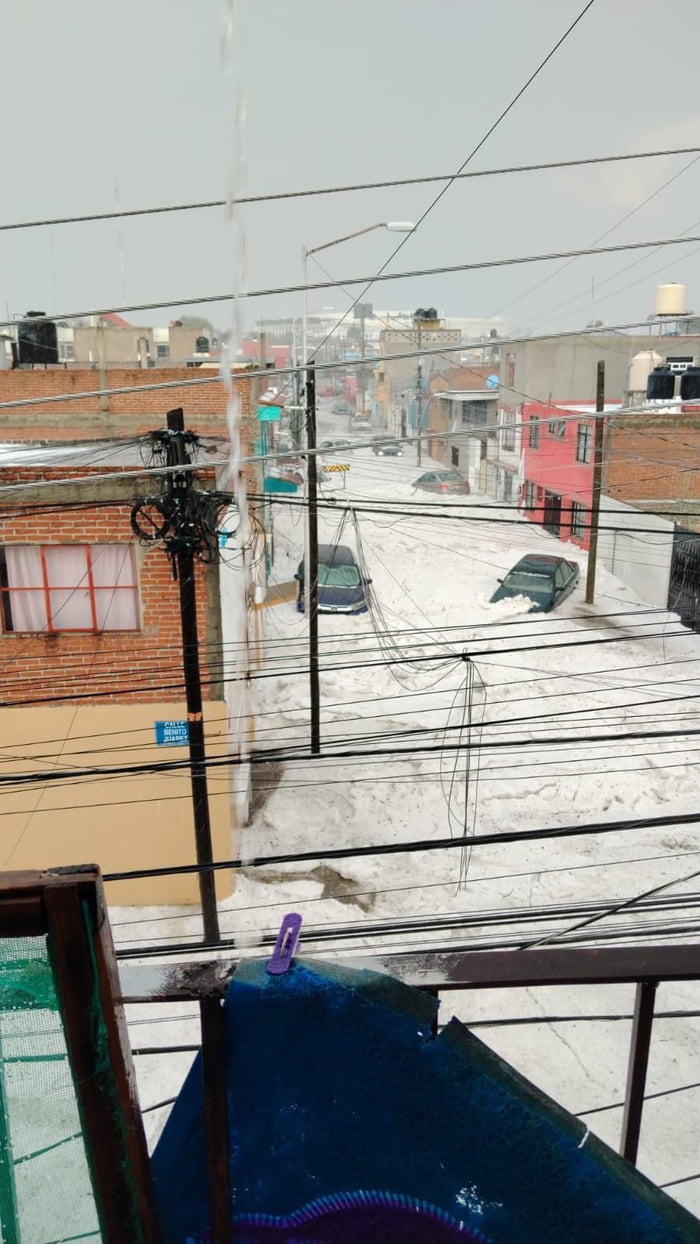 20 cm of hail (8 inch for the retarded) in Puebla, Mexico