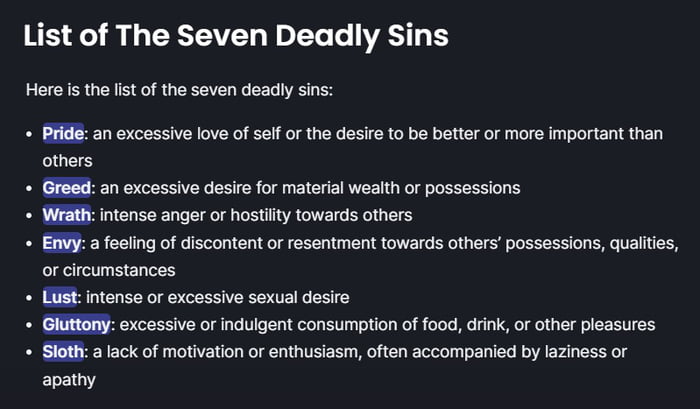 Match the Sin to the Month...