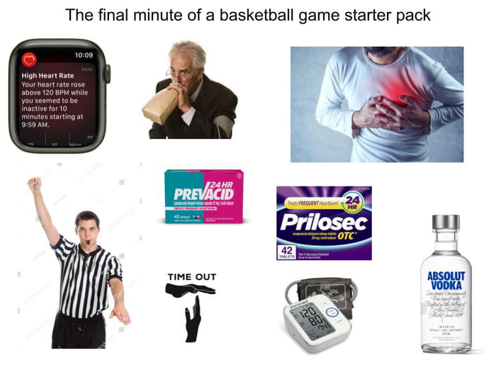 The final minute of a basketball game starter pack