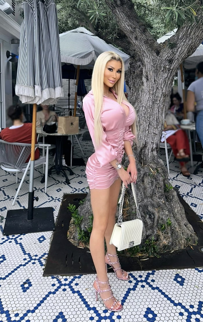 Monica Monroe - hot and sexy wearing pink mini dress