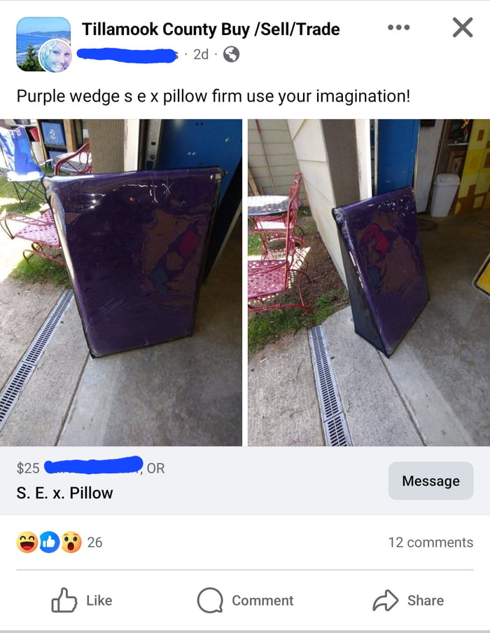 This chick selling a sex pillow on fb