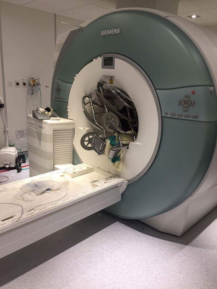 Wheelchair too close to MRI machine
