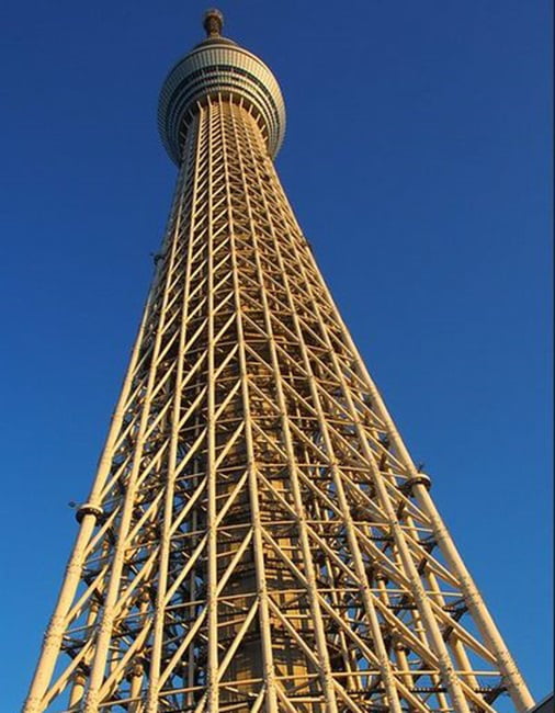 The towering Tokyo Skytree is 634 meters tall.