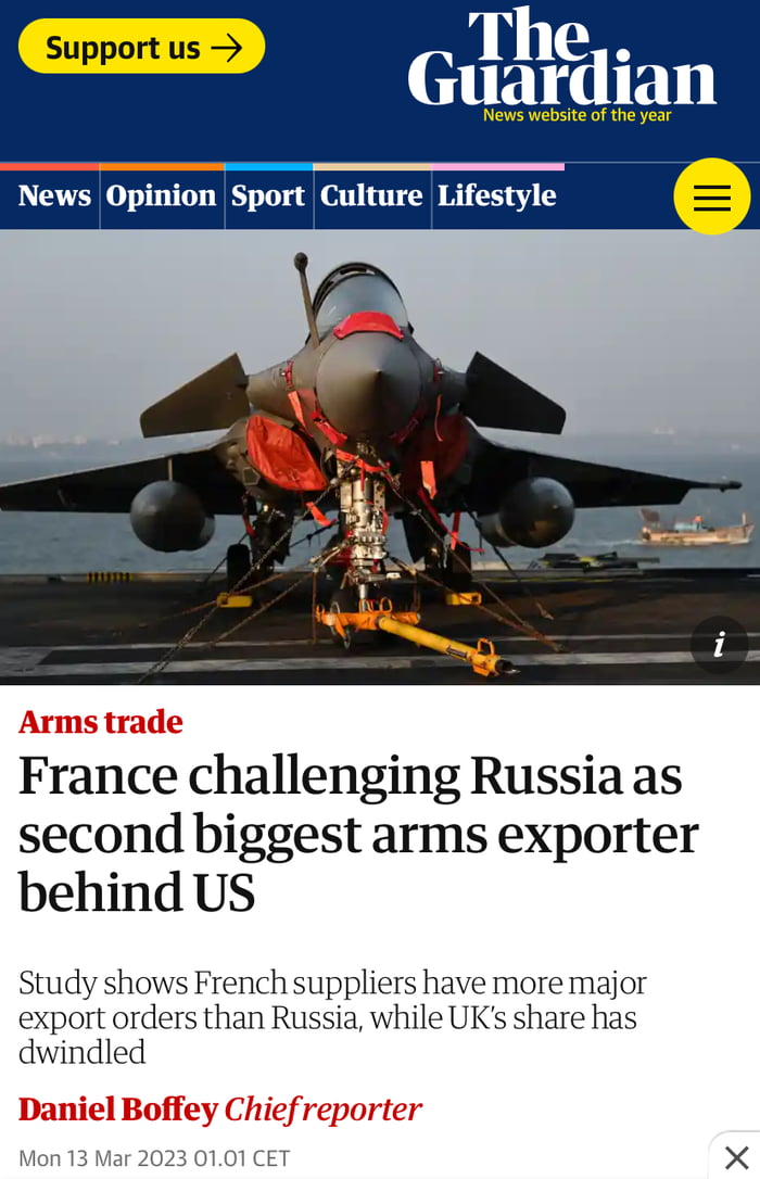 Since poor Russian equipment performance in Ukraine France i