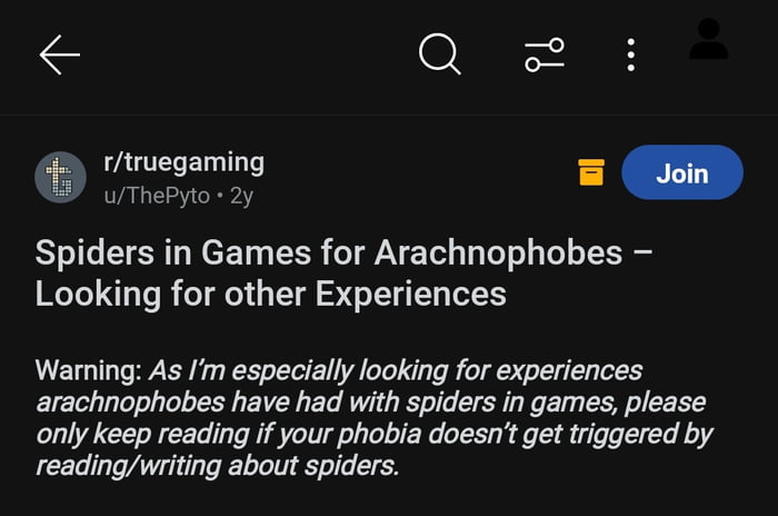 How can people get afraid of a seeing spiders in game or in  Image