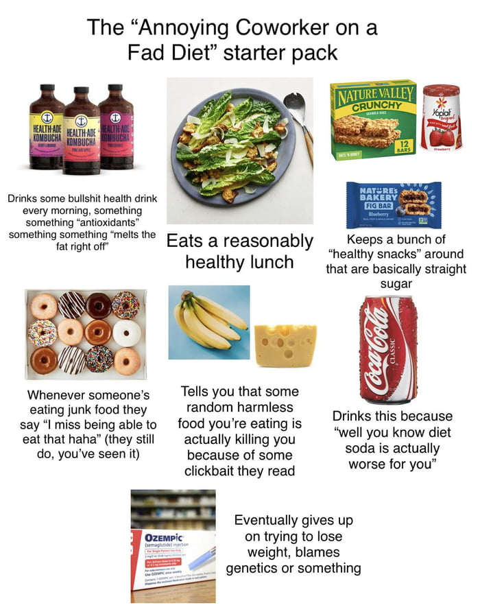 The “Annoying Coworker on a Fad Diet” Starterpack Image