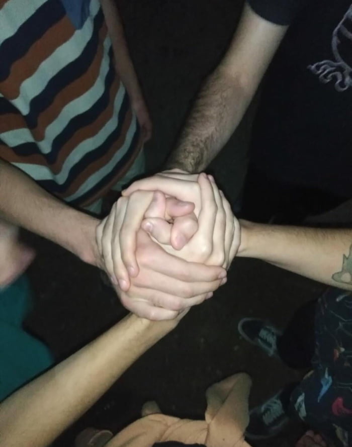 The magical four man handshake