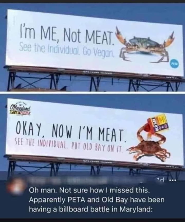 Old bay put this up right after PETA. 🤣🤣 Image