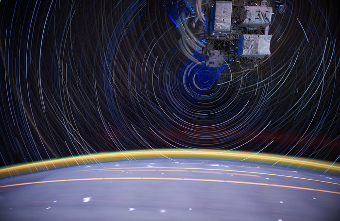 Astronaut star trails from the International Space Station