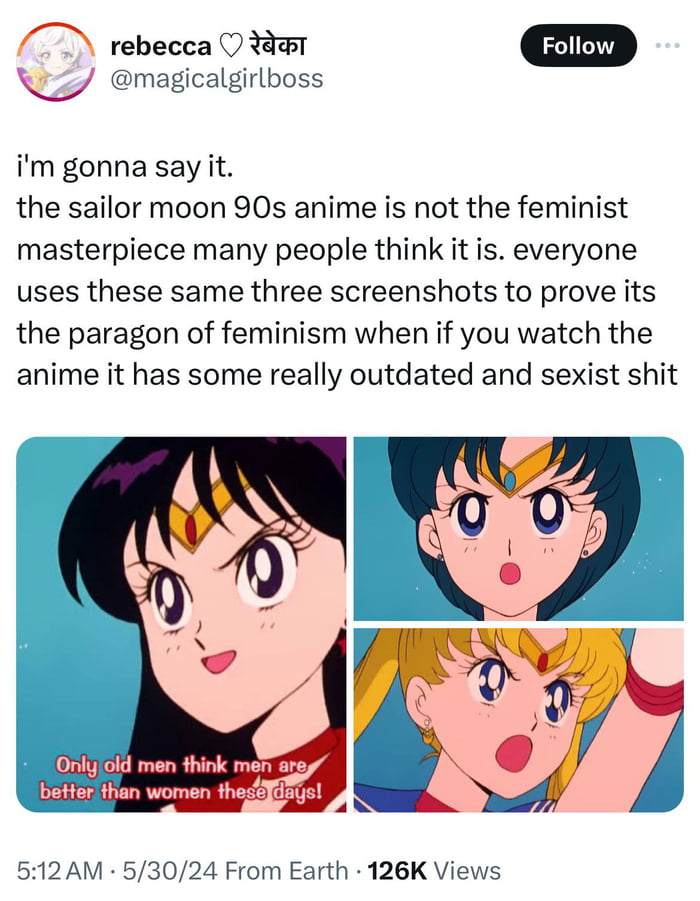 The 90s SM anime is non feminist?