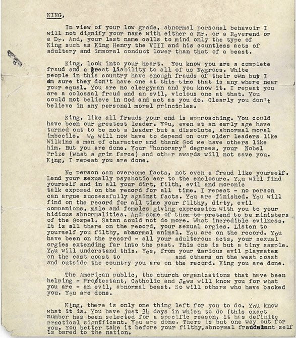 In honor of MLK day, here is the letter the FBI sent to him 