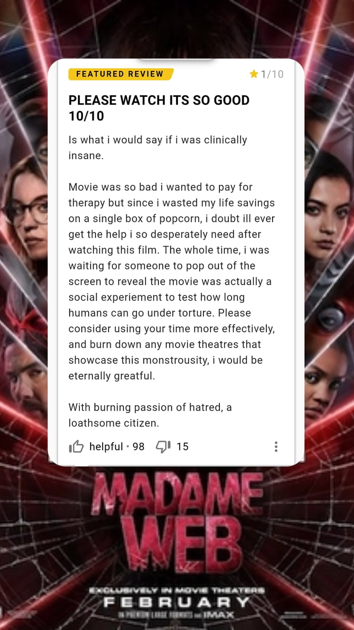 IMDb critic on madame web Image