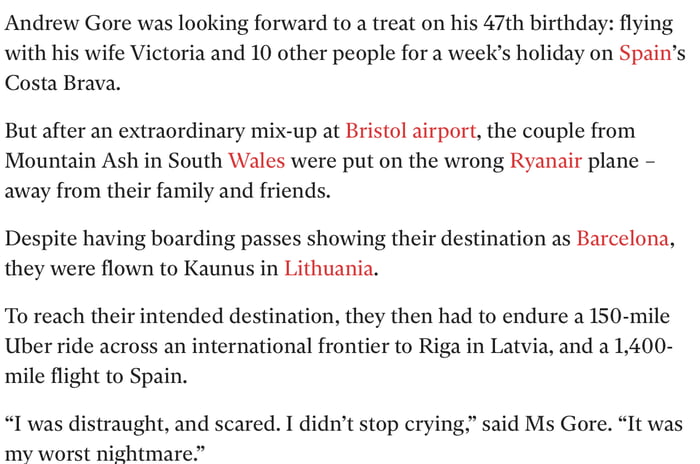 Ryanair flies British couple to the wrong country. The woman Image