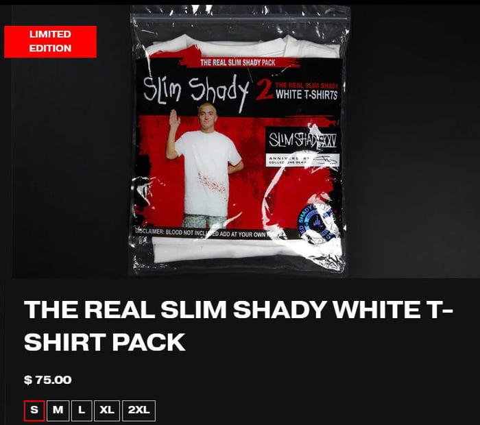 EMINƎM is selling 2-pack of plain white t-shirts for $75