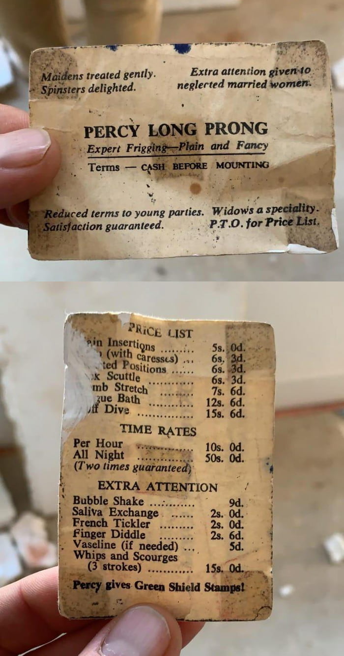 A professional man's business card, found under the floorboa